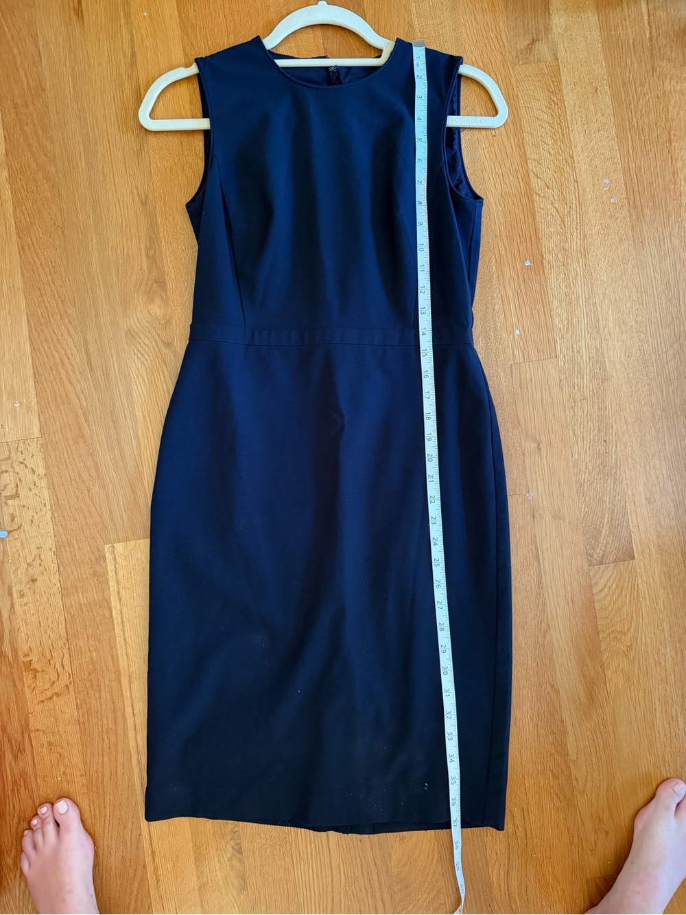 Navy 00 Ann Taylor Black Sleeveless Midi Sheath Dress - Picture 9 of 12